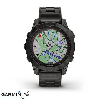 Смарт-часы Garmin Fenix 7 Sapphire Solar C. Grey DLC Titanium w. Carbon Grey DLC V. Titanium Band