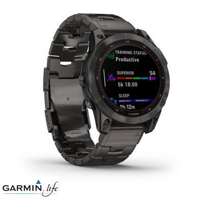 Смарт-часы Garmin Fenix 7 Sapphire Solar C. Grey DLC Titanium w. Carbon Grey DLC V. Titanium Band
