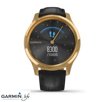 Смарт-годинник Garmin vivomove Luxe Pure Gold-Black Leather