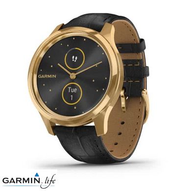 Смарт-годинник Garmin vivomove Luxe Pure Gold-Black Leather