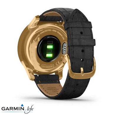 Смарт-годинник Garmin vivomove Luxe Pure Gold-Black Leather