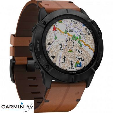 Спортивний годинник Garmin Fenix 6X Pro Sapphire Black DLC with Chestnut Leather Band 010-02157-14