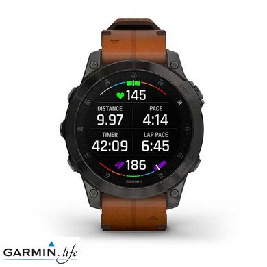 Смарт-годинник Garmin Epix (Gen 2) Sapphire - B. Titanium w. Chestnut L. Band