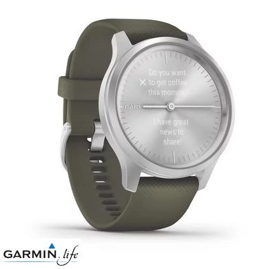 Смарт-годинник Garmin vivomove Style Silver-Moss Green Silicone