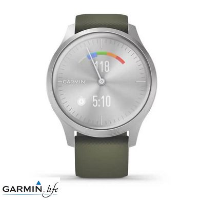 Смарт-годинник Garmin vivomove Style Silver-Moss Green Silicone