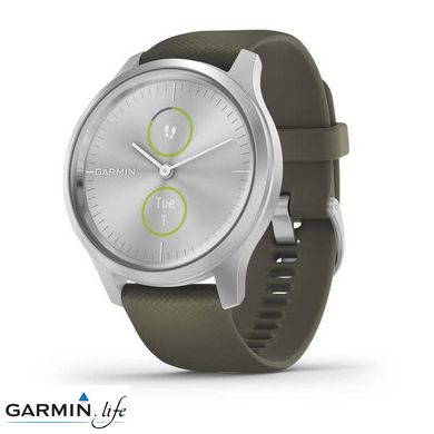 Смарт-годинник Garmin vivomove Style Silver-Moss Green Silicone