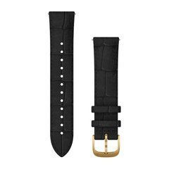 Ремінець Garmin Leather 20 mm чорний з тисненням і фурнітурою з золотим напиленням