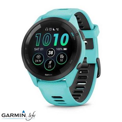 Смарт-годинник Garmin Forerunner 265 Black Bezel w. Aqua Case and Aqua/Black Silicone Band