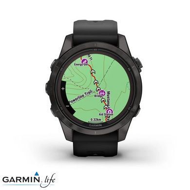 Смарт-годинник Garmin Fenix 7S Pro Sapphire Solar Carbon G. DLC Tit. with Black Band