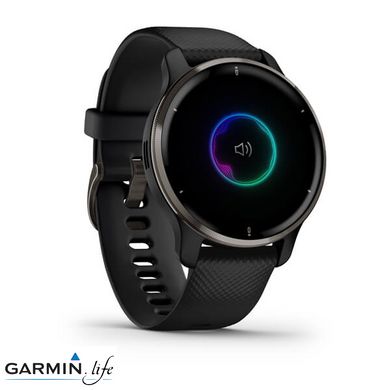 Смарт-годинник Garmin Venu 2 Plus Slate Stainless Steel Bezel with Black Case and Silicone Band 010-02496-11