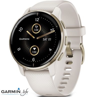 Смарт-годинник Garmin Venu 2 Plus Cream Gold S. Steel Bezel w. Ivory Case and S. Band