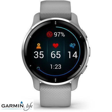 Смарт-часы Garmin Venu 2 Plus Silver S. Steel Bezel w. Powder G. Case and S. Band