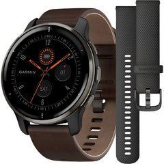 Смарт-годинник Garmin Venu 2 Plus Slate S. Steel Bezel W. Slate Case And B. Leather Band