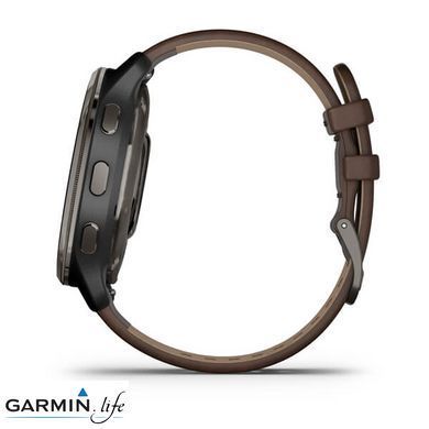 Смарт-годинник Garmin Venu 2 Plus Slate S. Steel Bezel W. Slate Case And B. Leather Band