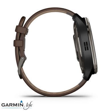 Смарт-годинник Garmin Venu 2 Plus Slate S. Steel Bezel W. Slate Case And B. Leather Band