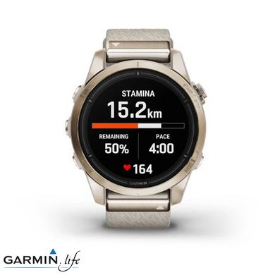 Смарт-годинник Garmin Epix Pro Gen 2 Sapphire 42mm Soft Gold w. Cream H. Nylon Band