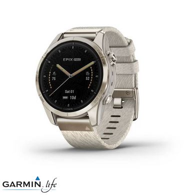 Смарт-годинник Garmin Epix Pro Gen 2 Sapphire 42mm Soft Gold w. Cream H. Nylon Band