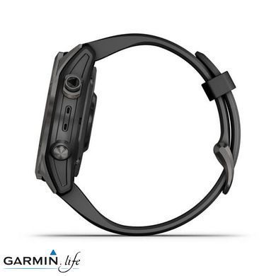 Смарт-часы Garmin Fenix 7S Sapphire Solar Carbon G. DLC Titanium w. Black Band