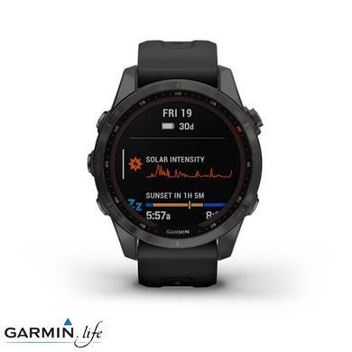 Смарт-часы Garmin Fenix 7S Sapphire Solar Carbon G. DLC Titanium w. Black Band