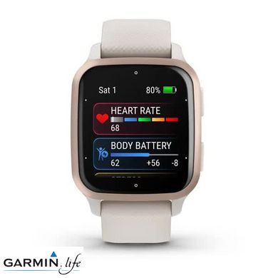 Смарт-годинник Garmin Venu Sq 2 – Music Edition Peach Gold Al. Bezel w. Ivory Case and S. Band