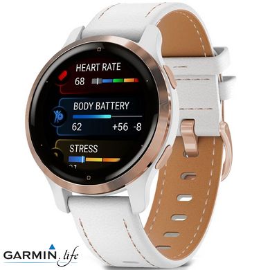 Смарт-годинник Garmin Venu 2S Rose Gold with White Leather Band