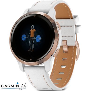 Смарт-годинник Garmin Venu 2S Rose Gold with White Leather Band