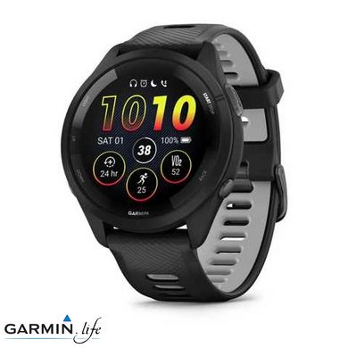 Смарт-годинник Garmin Forerunner 265 Black Bezel and Case w. Black/Powder Gray Silicone Band