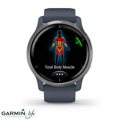 Смарт-годинник Garmin Venu 2 Silver Bezel with Granite Blue Case and Silicone Band