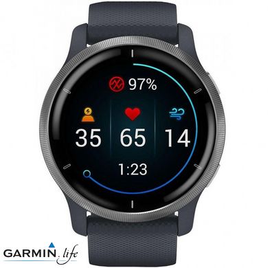 Смарт-годинник Garmin Venu 2 Silver Bezel with Granite Blue Case and Silicone Band