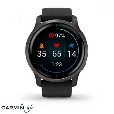 Смарт-годинник Garmin Venu 2 Slate Stainless Steel Bezel with Black Case and Silicone Band