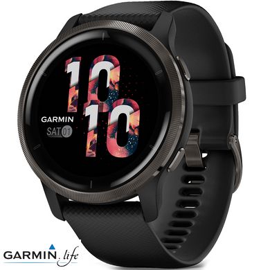 Смарт-годинник Garmin Venu 2 Slate Stainless Steel Bezel with Black Case and Silicone Band