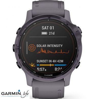 Спортивний годинник Garmin Fenix 6S Pro Solar Edition Amethyst Steel with Shale Gray Band 010-02409-15