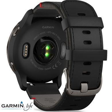 Смарт-годинник Garmin Venu 2 Slate with Black Leather Band