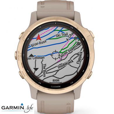 Спортивний годинник Garmin Fenix 6S Pro Solar Edition Light gold with light sand band 010-02409-11