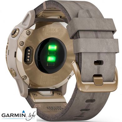 Спортивний годинник Garmin Fenix 6S Pro Solar Edition Light gold with shale grey suede band 010-02409-26